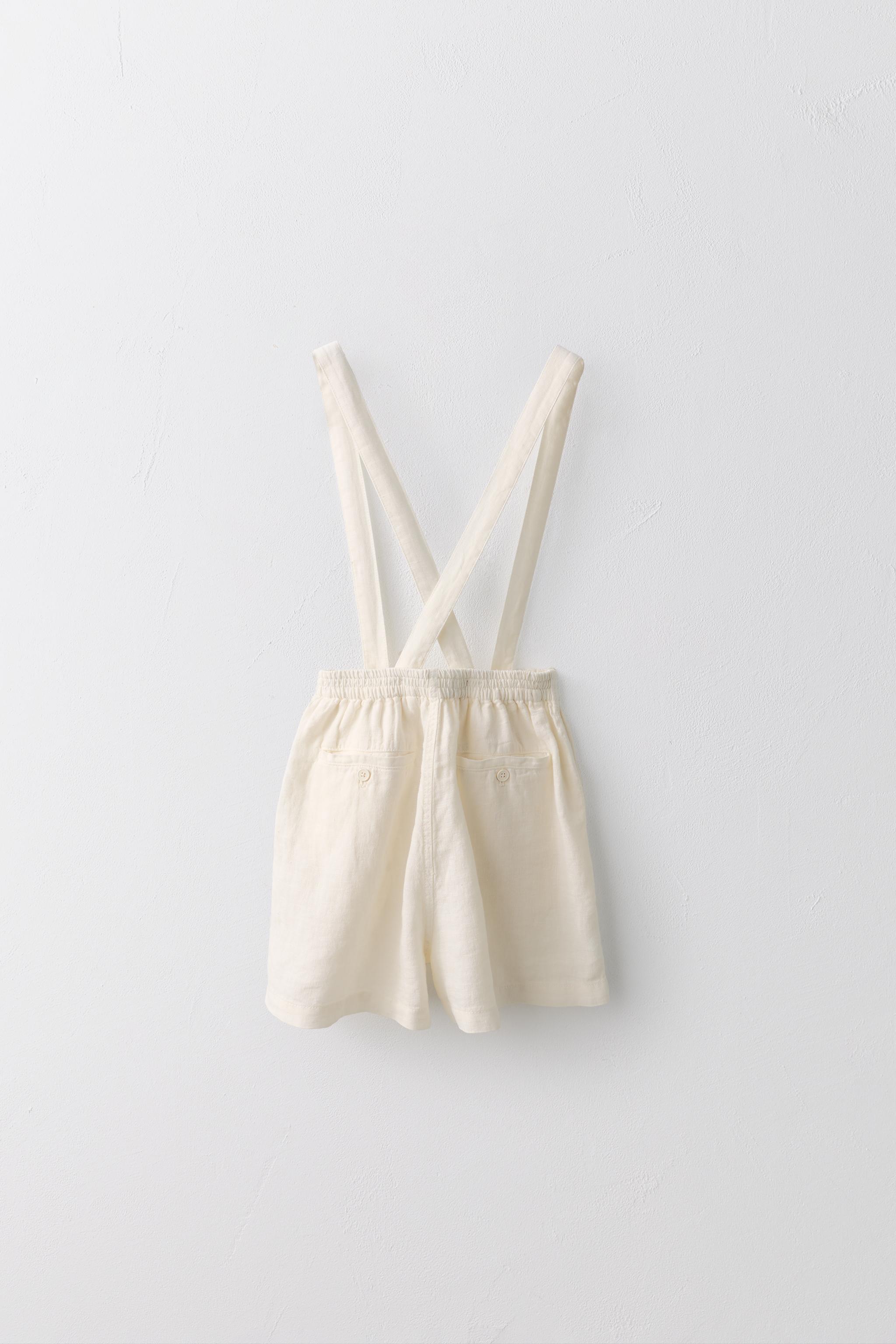 2-5 YEARS / LIMITED EDITION 100% LINEN REMOVABLE SUSPENDER SHORTS